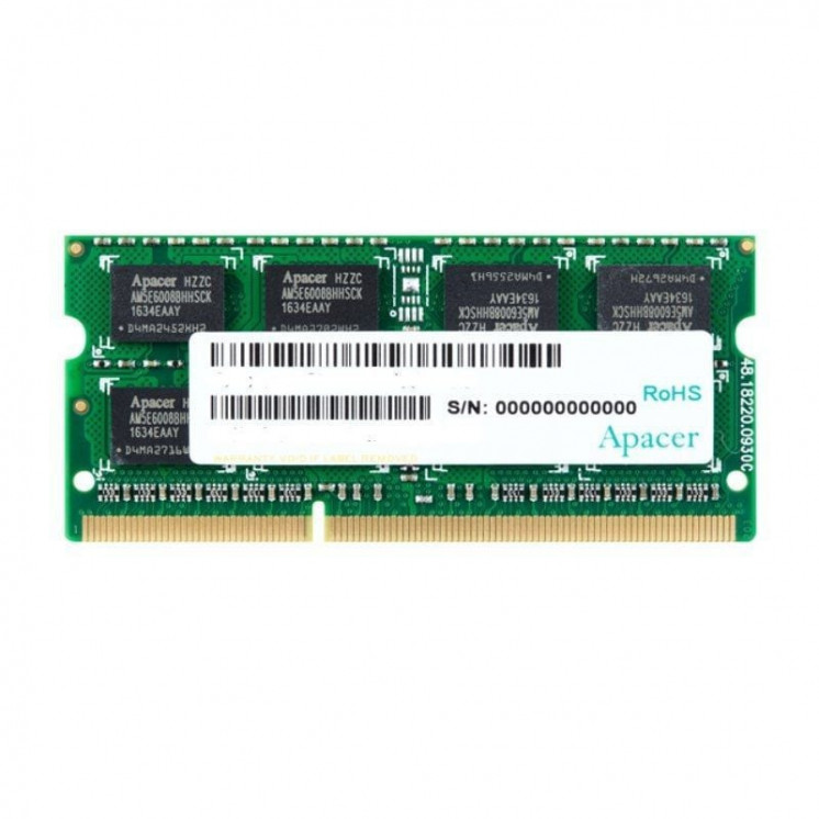 Memoria ram apacer 4gb/ ddr3/ 1600mhz/ 1.5v/ cl11/ sodimm