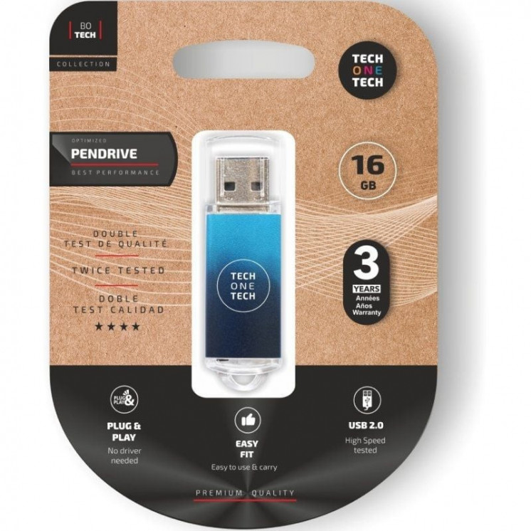 Pendrive 16gb tech one tech be deep usb 2.0/ azul degradado