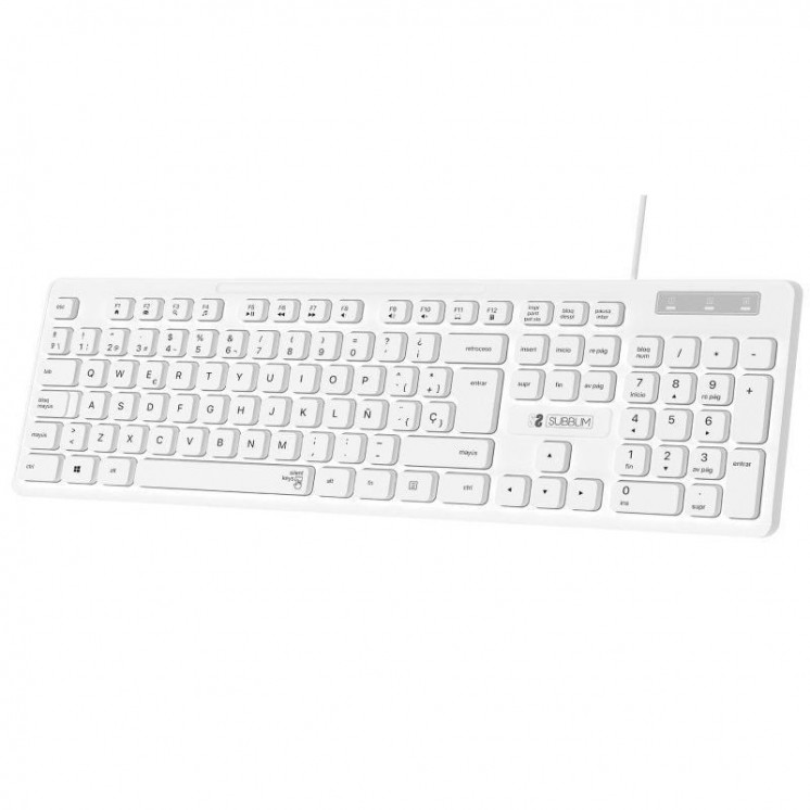 Teclado subblim business slim silencioso/ blanco