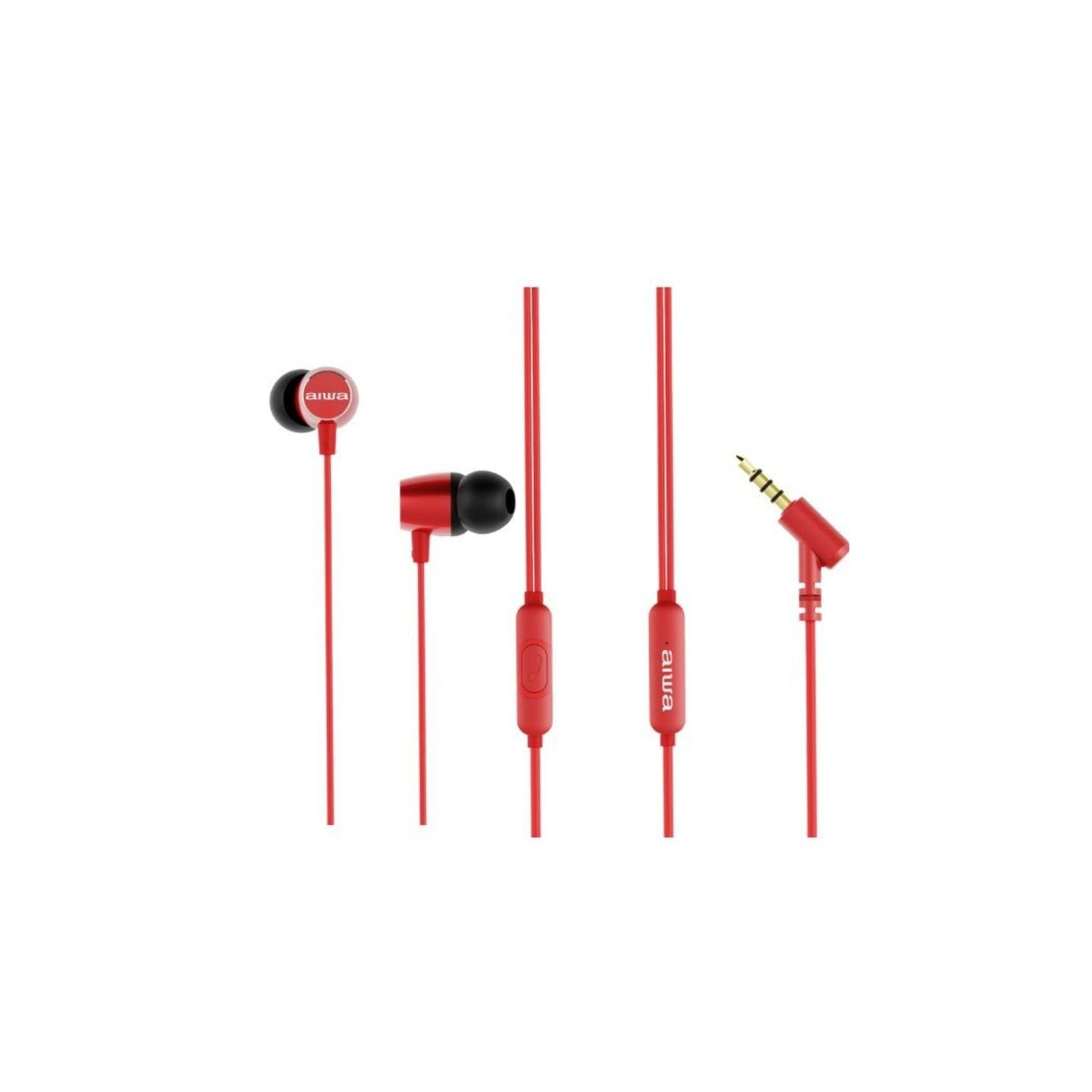 Auriculares intrauditivos aiwa estm-30rd/ con micrófono/ jack 3.5/ rojos