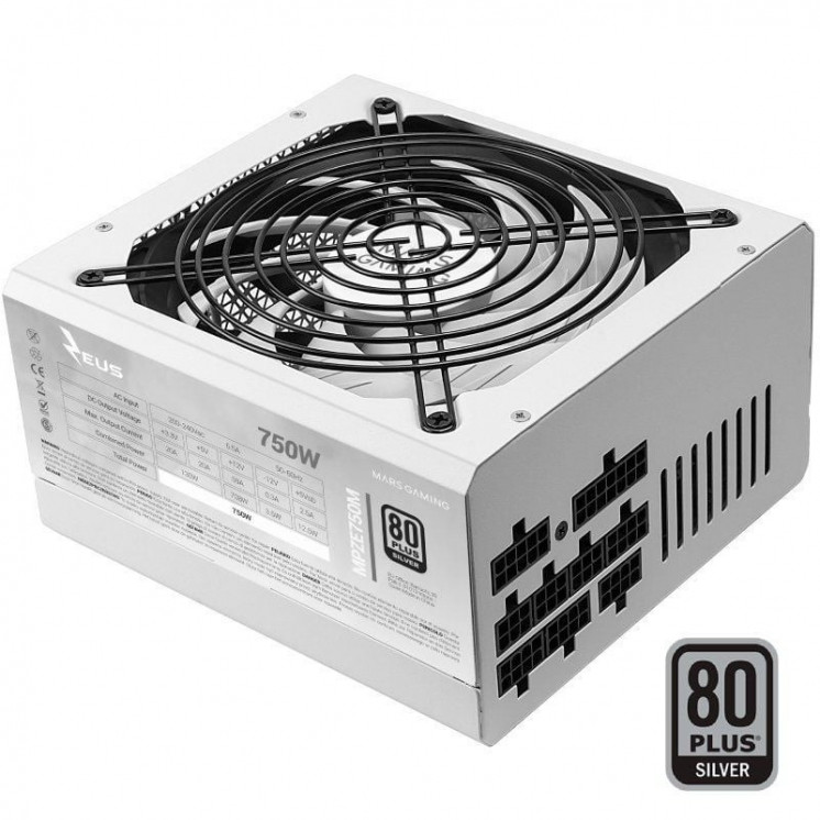 Fuente de alimentación mars gaming mpze750m/ 750w/ ventilador 14cm/ 80 plus silver