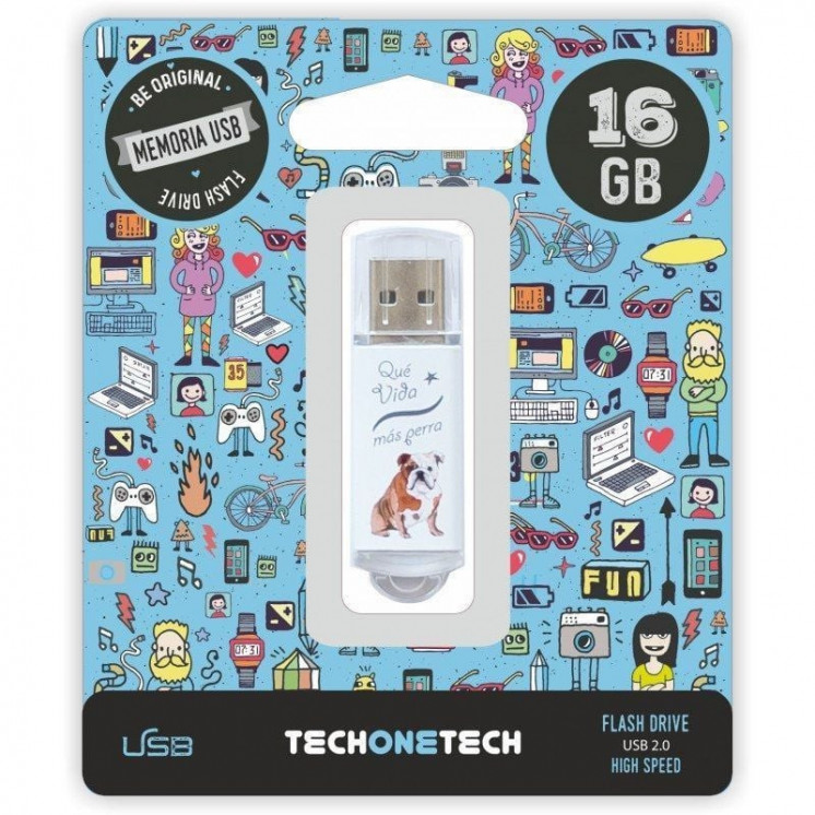 Pendrive 16gb tech one tech que vida mas perra usb 2.0