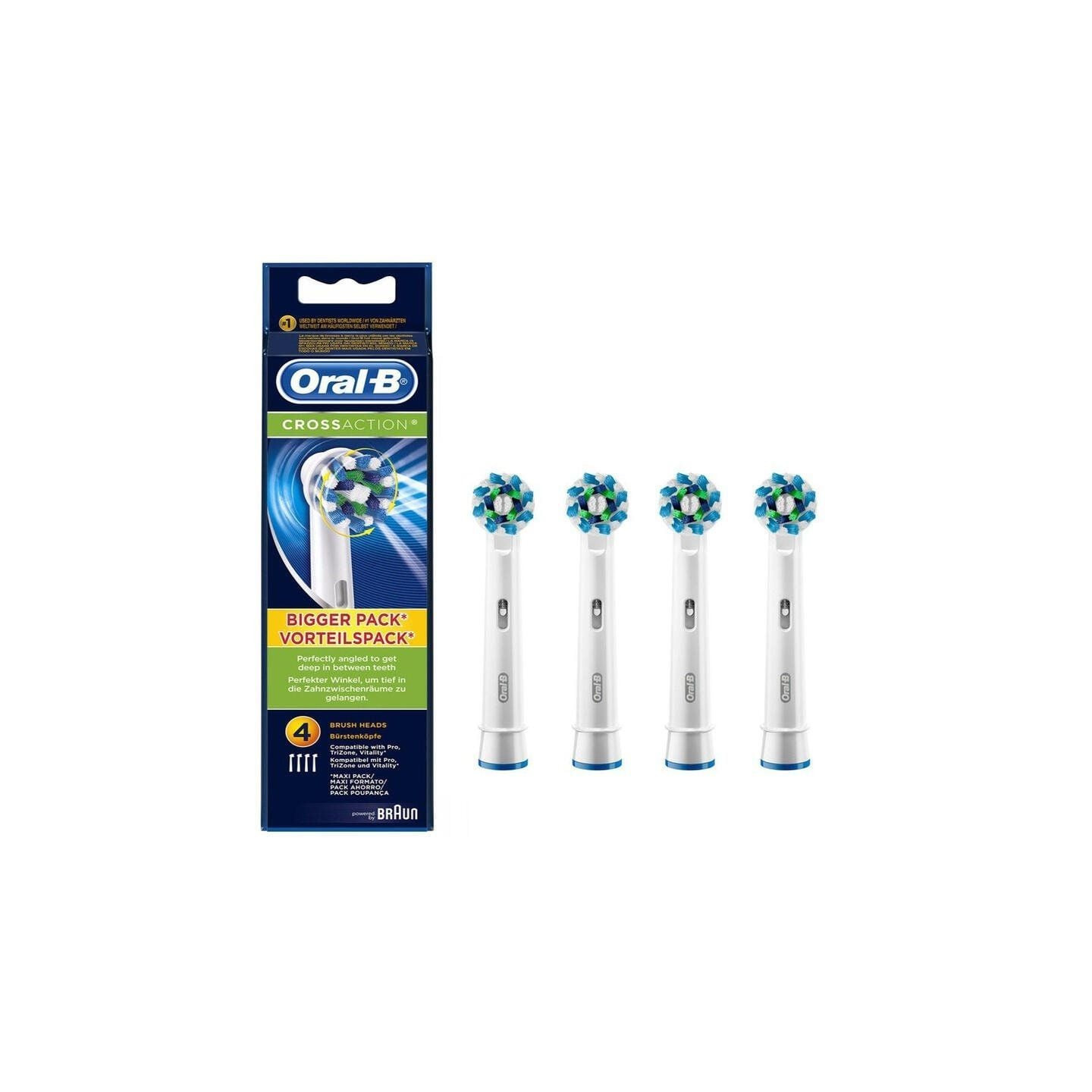 Cabezal de recambio braun para cepillo braun oral-b pro cross action/ pack 4 uds