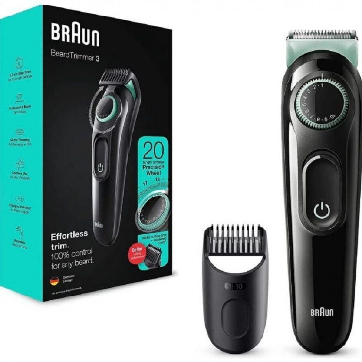 Cortabarbas braun beardtrimmer series 3000 bt3323/ con batería/ 1 accesorio