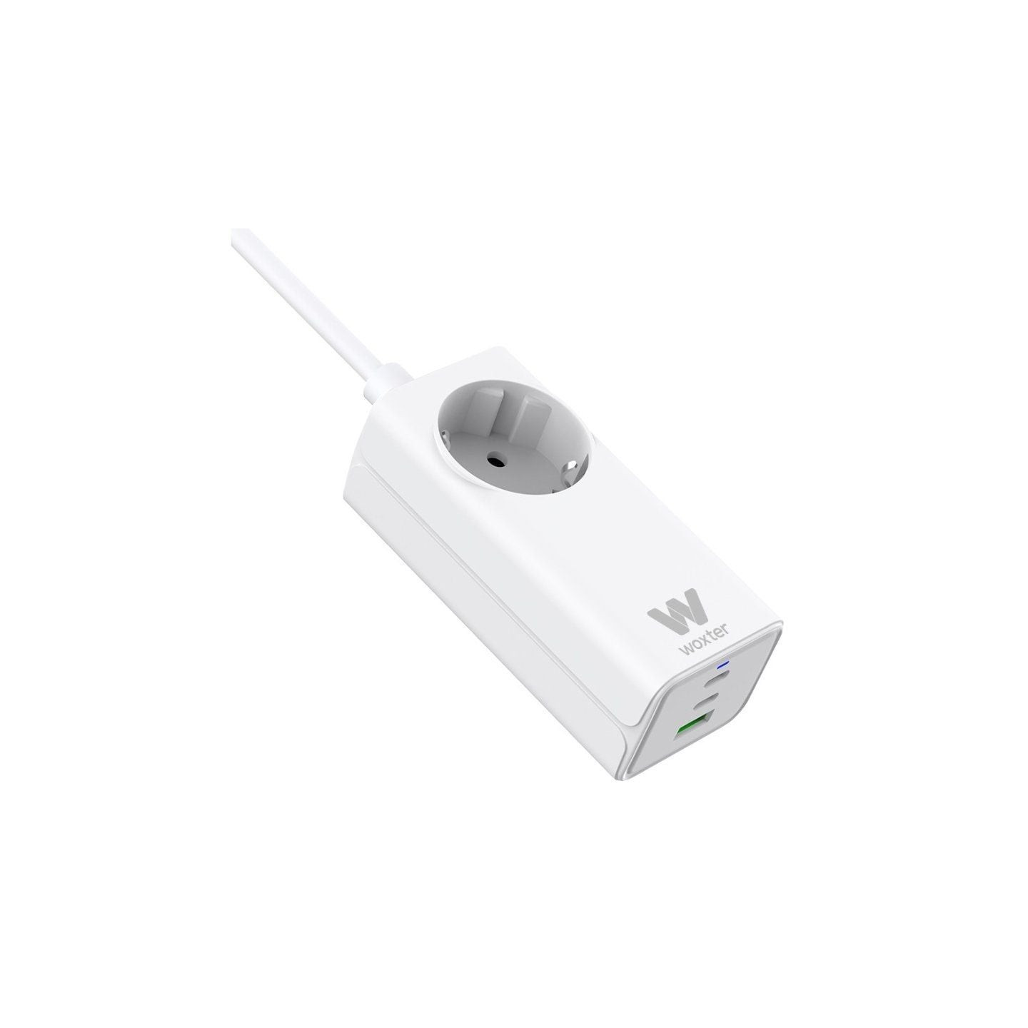 Regleta woxter pe26-180/ 1 tomas de corriente/ 2 usb tipo-c/ 1 usb-a/ cable 1.5m/ blanco