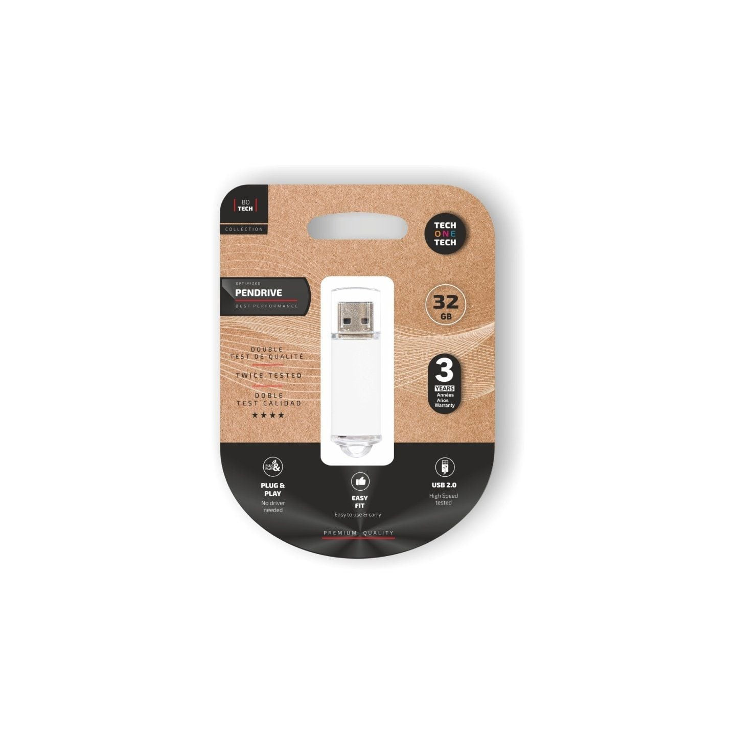 Pendrive 32gb tech one tech basic usb 2.0/ blanco