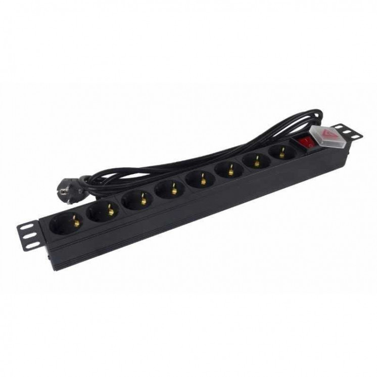 Regleta con interruptor phasak bns 1520/ 8 tomas de corriente/ cable 3m/ negro