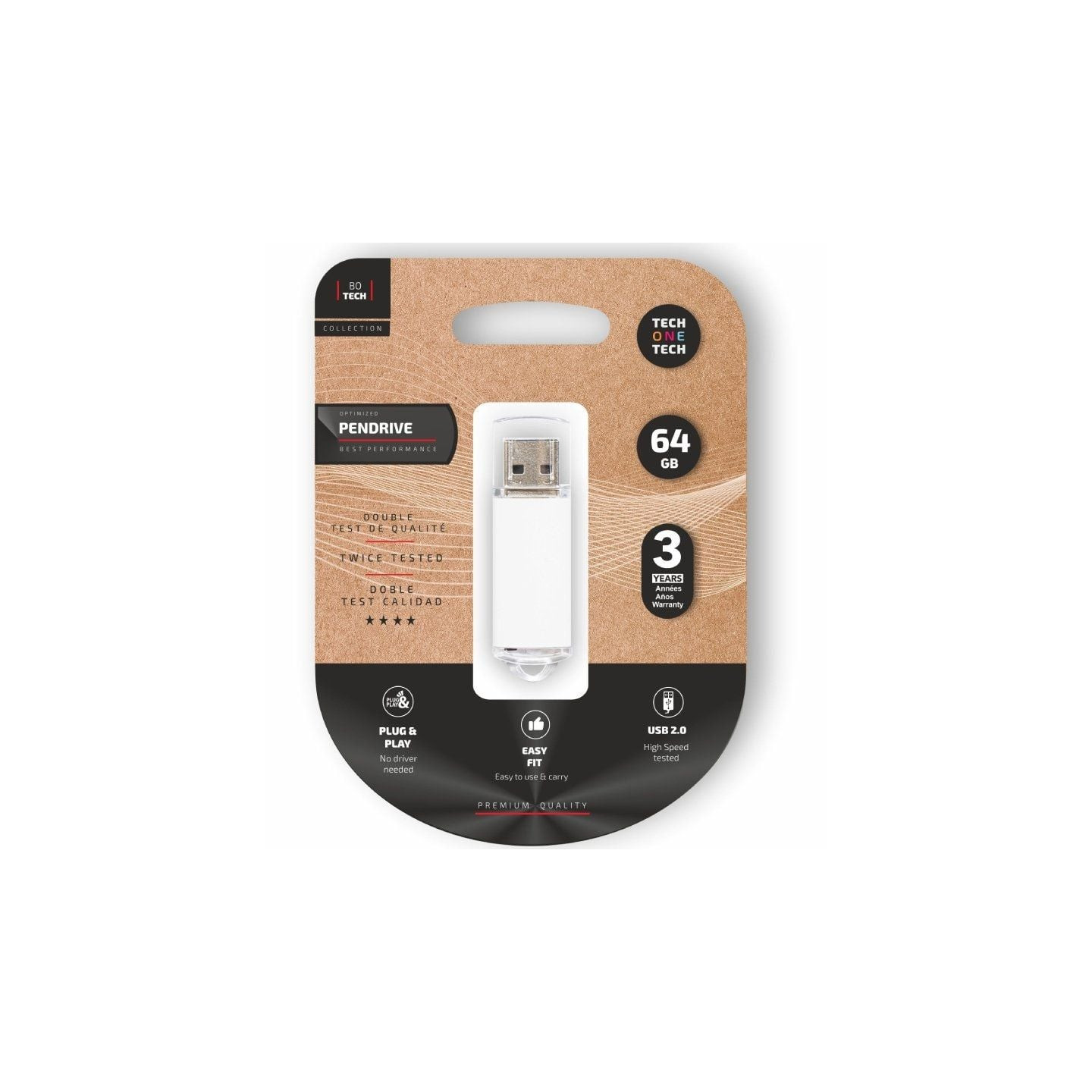 Pendrive 64gb tech one tech basic usb 2.0/ blanco