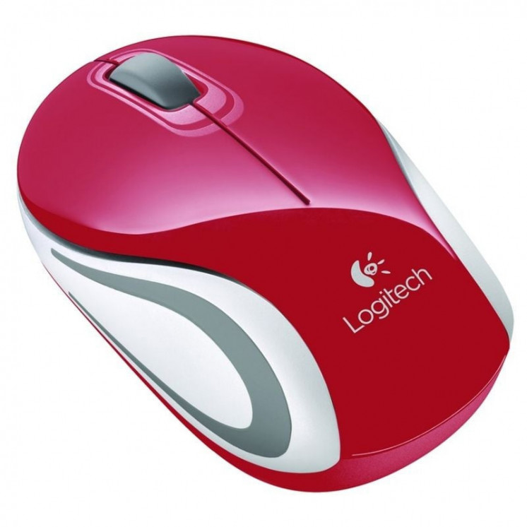 Ratón mini inalámbrico logitech m187/ hasta 1000 dpi/ rojo