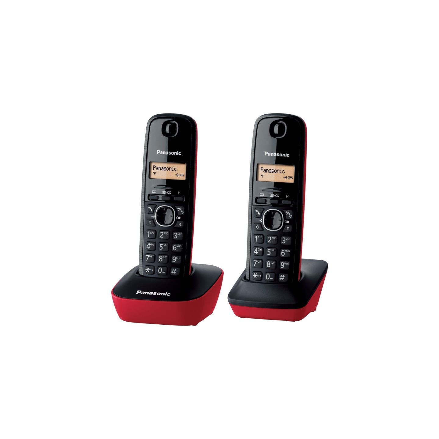 Teléfono inalámbrico panasonic kx-tg1612/ pack duo/ negro y rojo