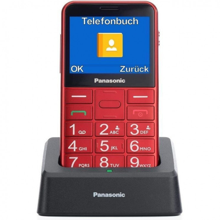 Teléfono móvil panasonic kx-tu155exrn para personas mayores/ rojo