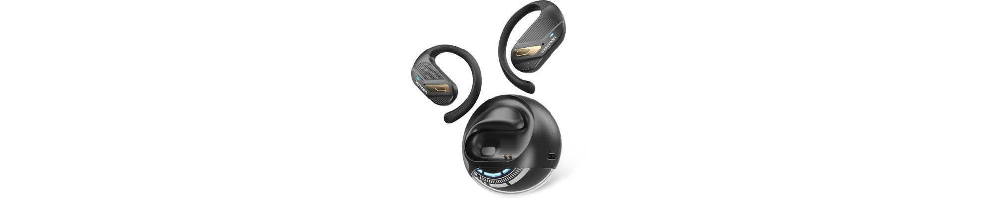 Auriculares deportivos bluetooth vention open ear openbeat o12 nbub0 con estuche de carga/ negros